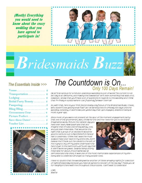 newsletter for my bridesmaids
