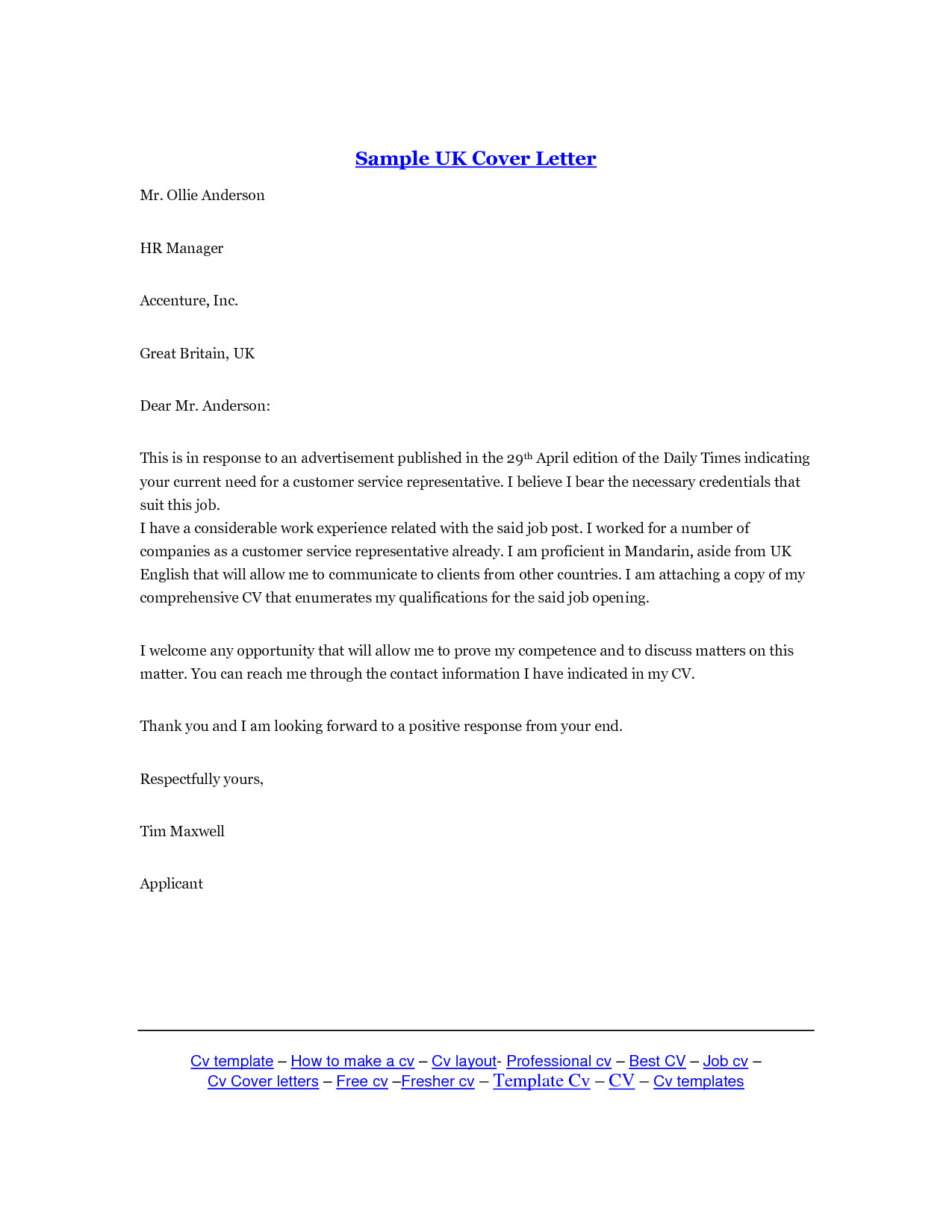 letter template uk 550
