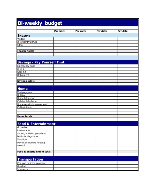 simple budget planner templates