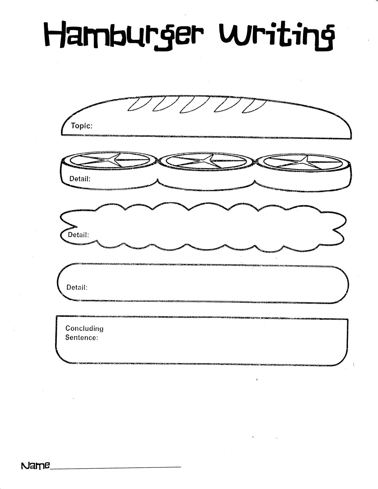 Hamburger writing template free image