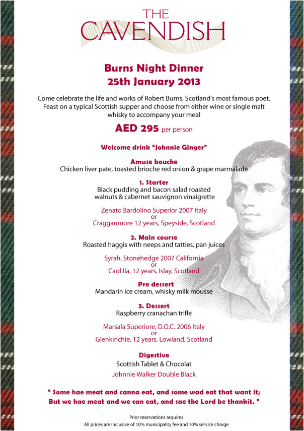 Burns Night Menu Template January 2013