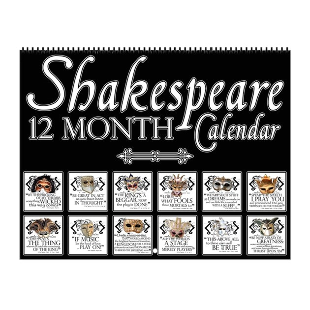 shakespeare theatrical masks wall calendar 190797309