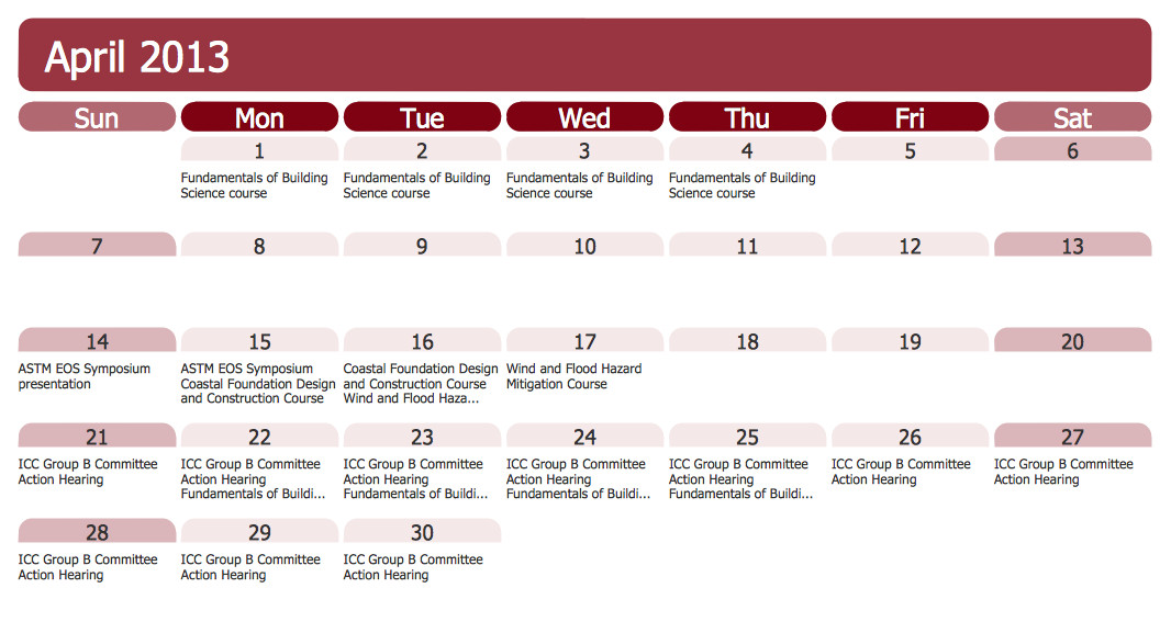 Calendar Of Activities Template Blank Calendar Template