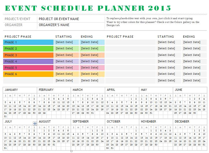 sample event schedule planner template