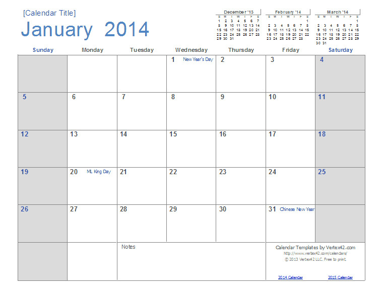 2014 yearly calendar template excel australia