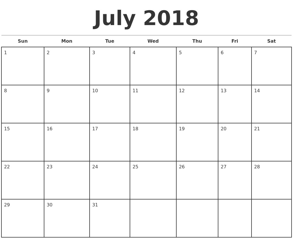 2018 monthly calendar template 1291