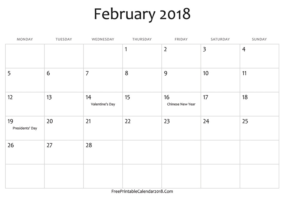 february 2018 calendar with holidays 494