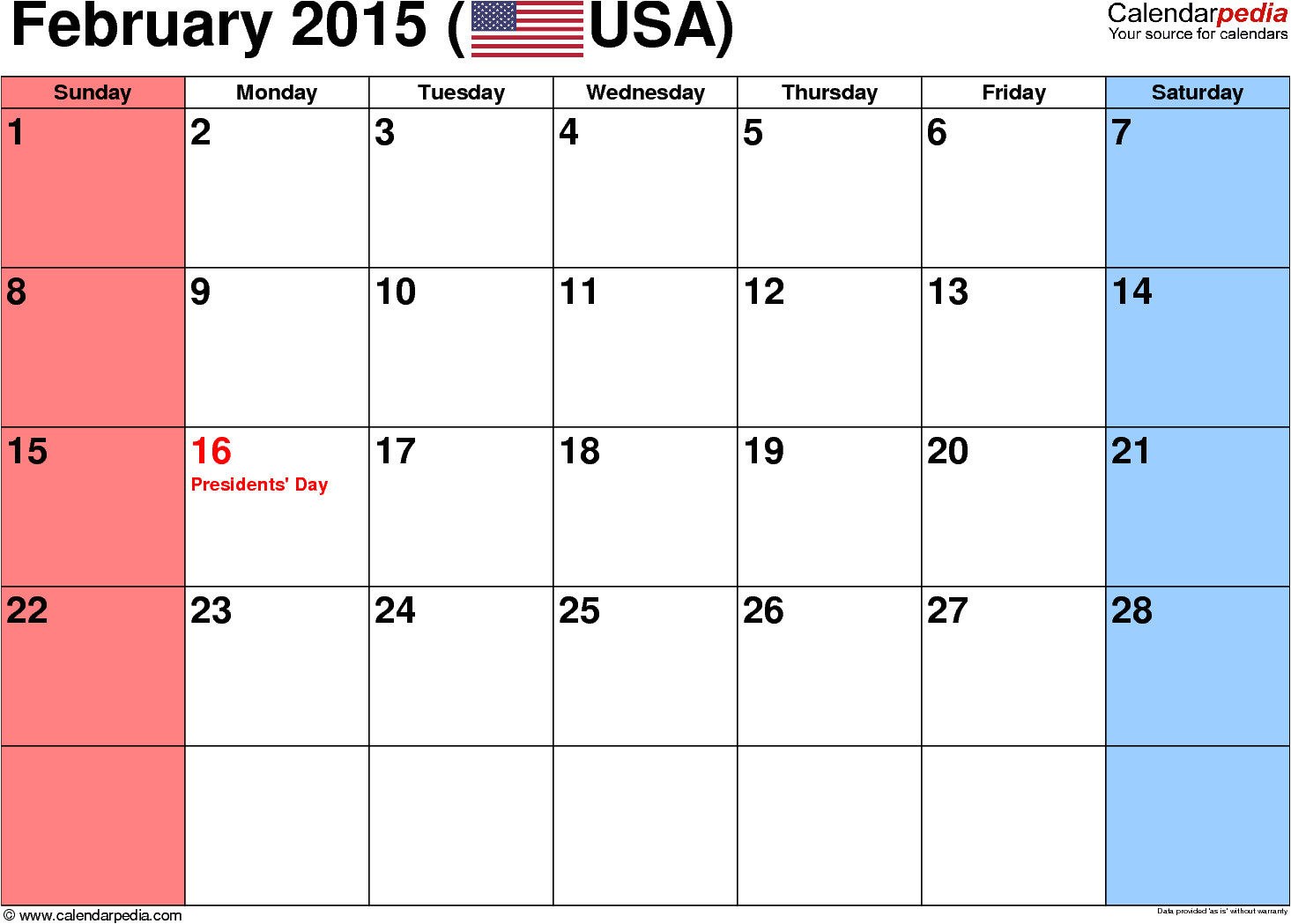 february 2015 calendar