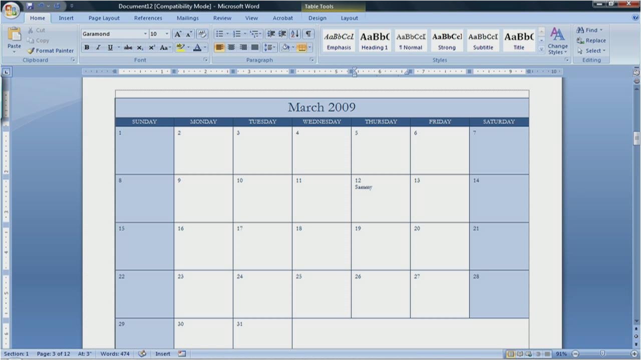 Calendar Template for Word 2007 Best Photos Of Create A Blank Calendar Free Printable