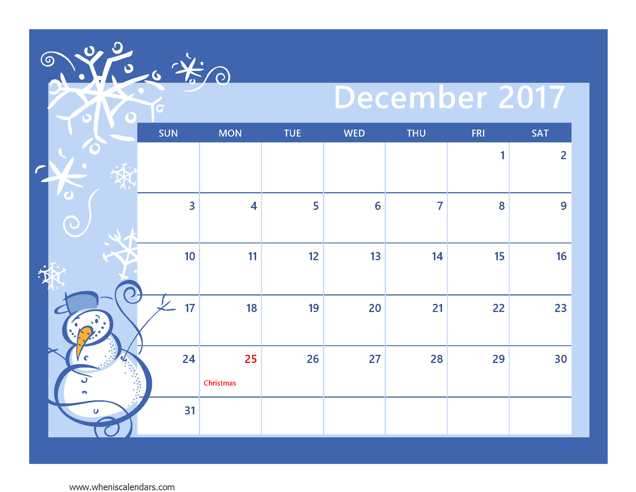 december 2017 calendar template 2444
