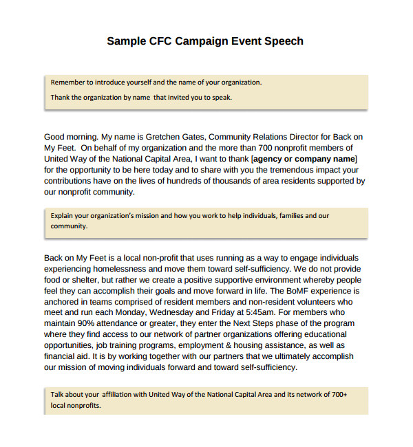 campaign speech example template