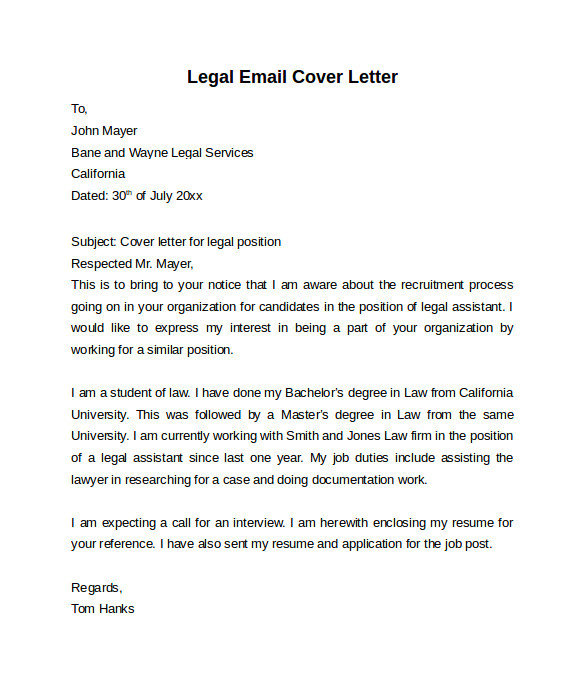 legal secretary cover letter