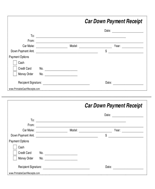 sample payment receipt form