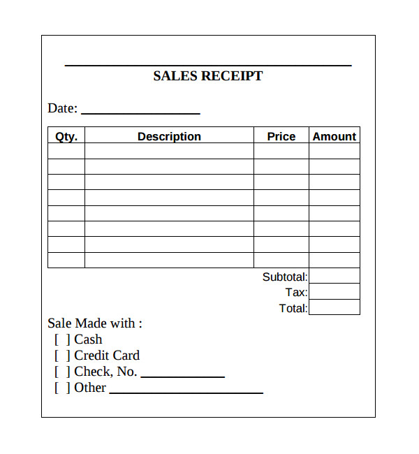 cash receipt template