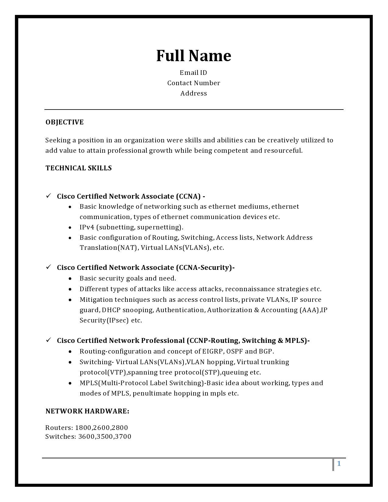 ccnp resume