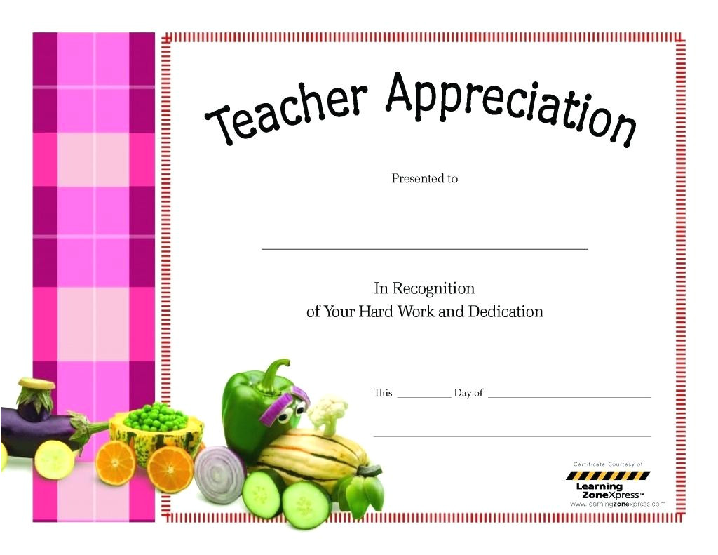 teacher appreciation certificate template printable sample