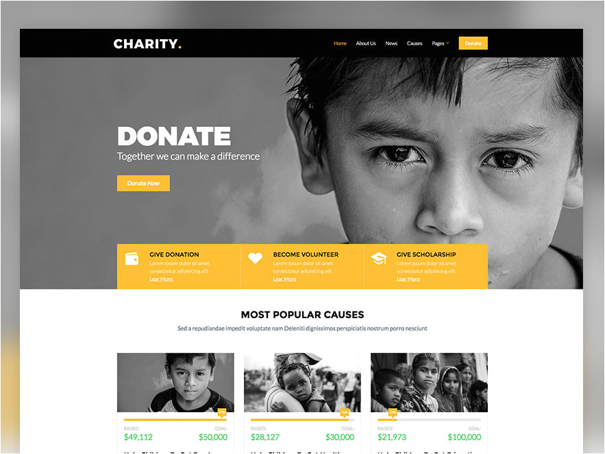charity free non profit responsive bootstrap website template