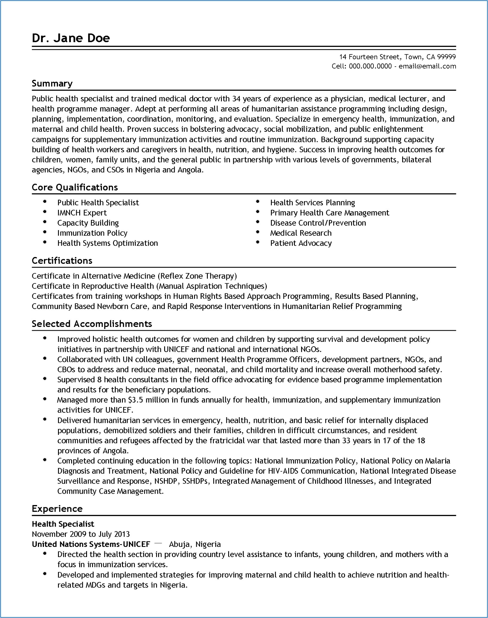 cv for child care worker iodcw