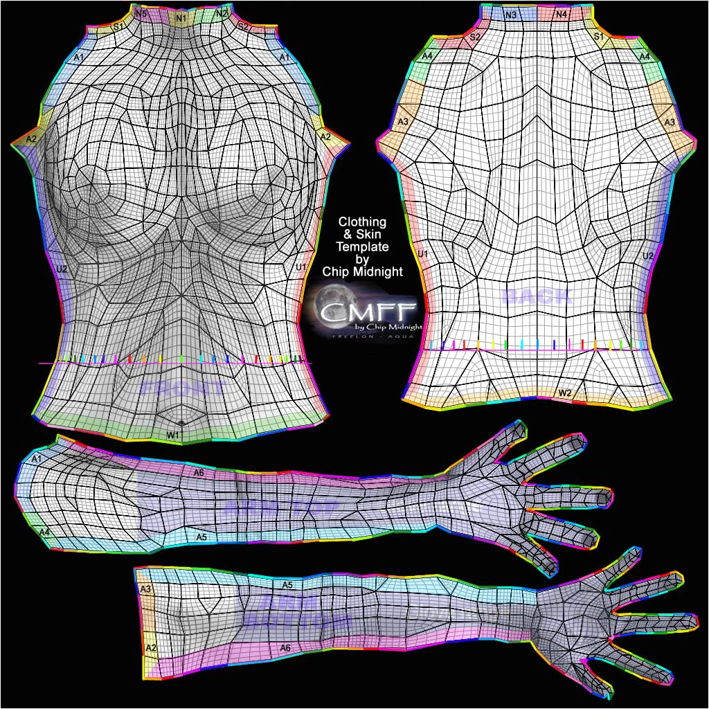 Chip Midnight Templates 1 Chip Midnight Templates Designing Clothing for Sl Part 5 Various Uv Map Templates