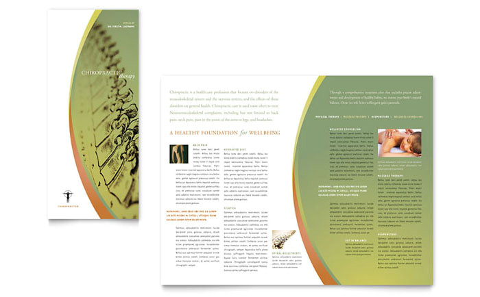 massage chiropractic tri fold brochure template design md0192301