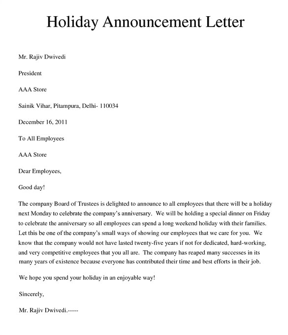 holiday memo template