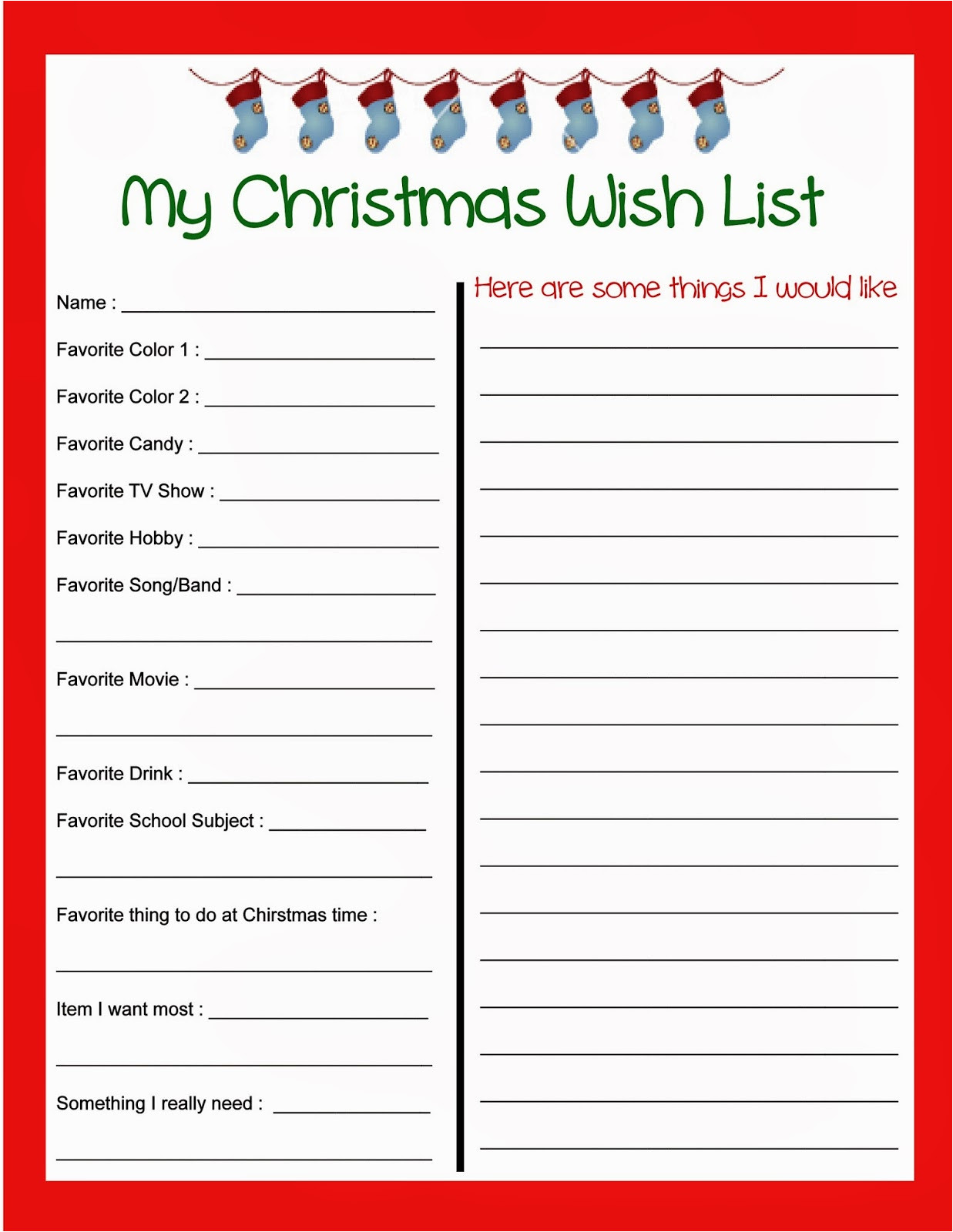 christmas wish list and kids letter to