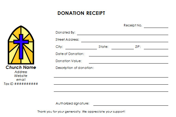 church donation receipt template