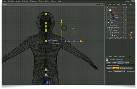 using the advanced biped character template system for cinema 4d r13