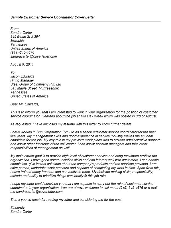 Client Service Coordinator Cover Letter Patient Services Coordinator Cover Letter