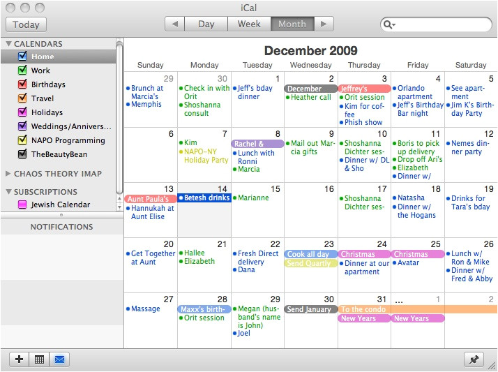 color coded calendar
