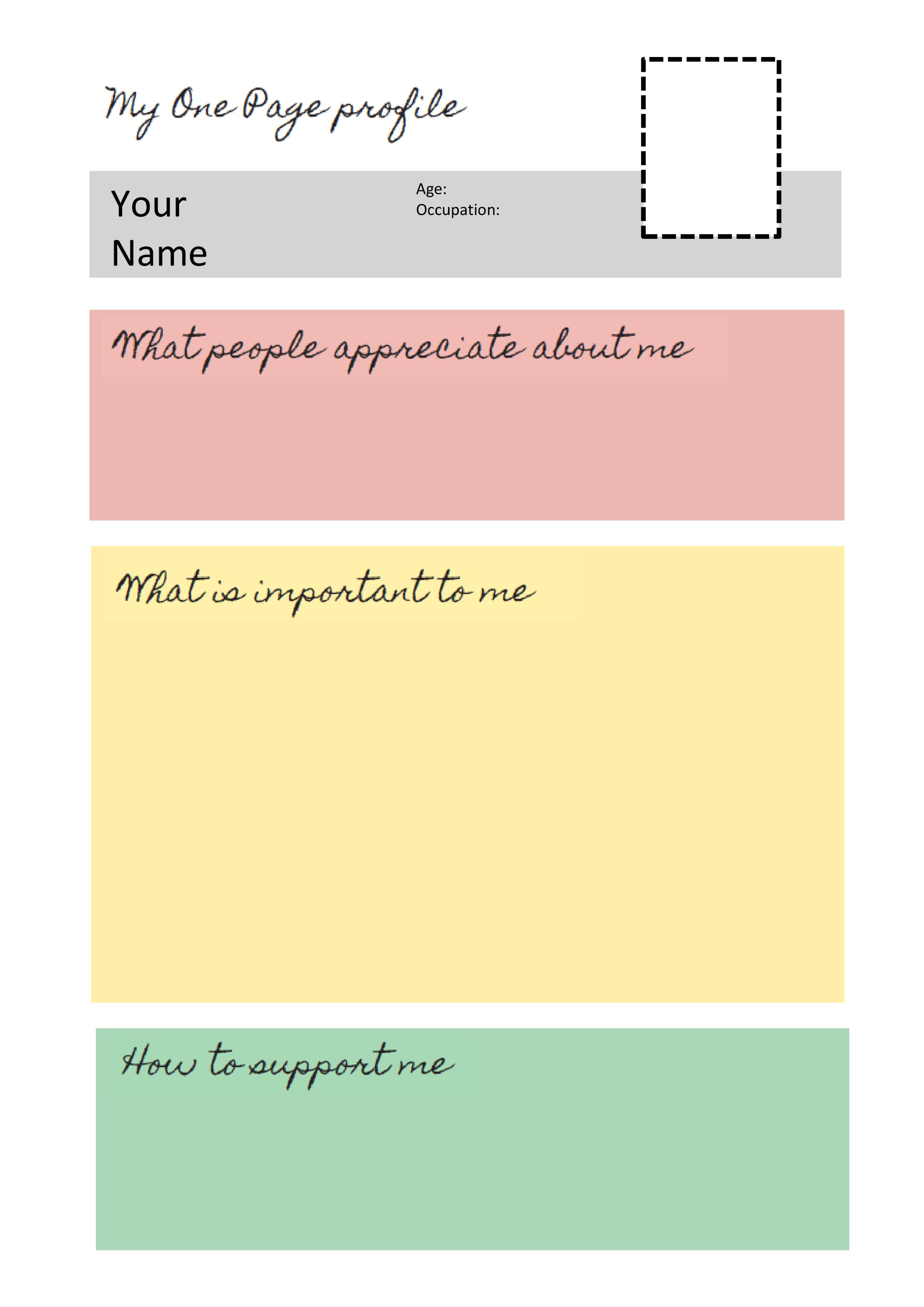 one page profile templates