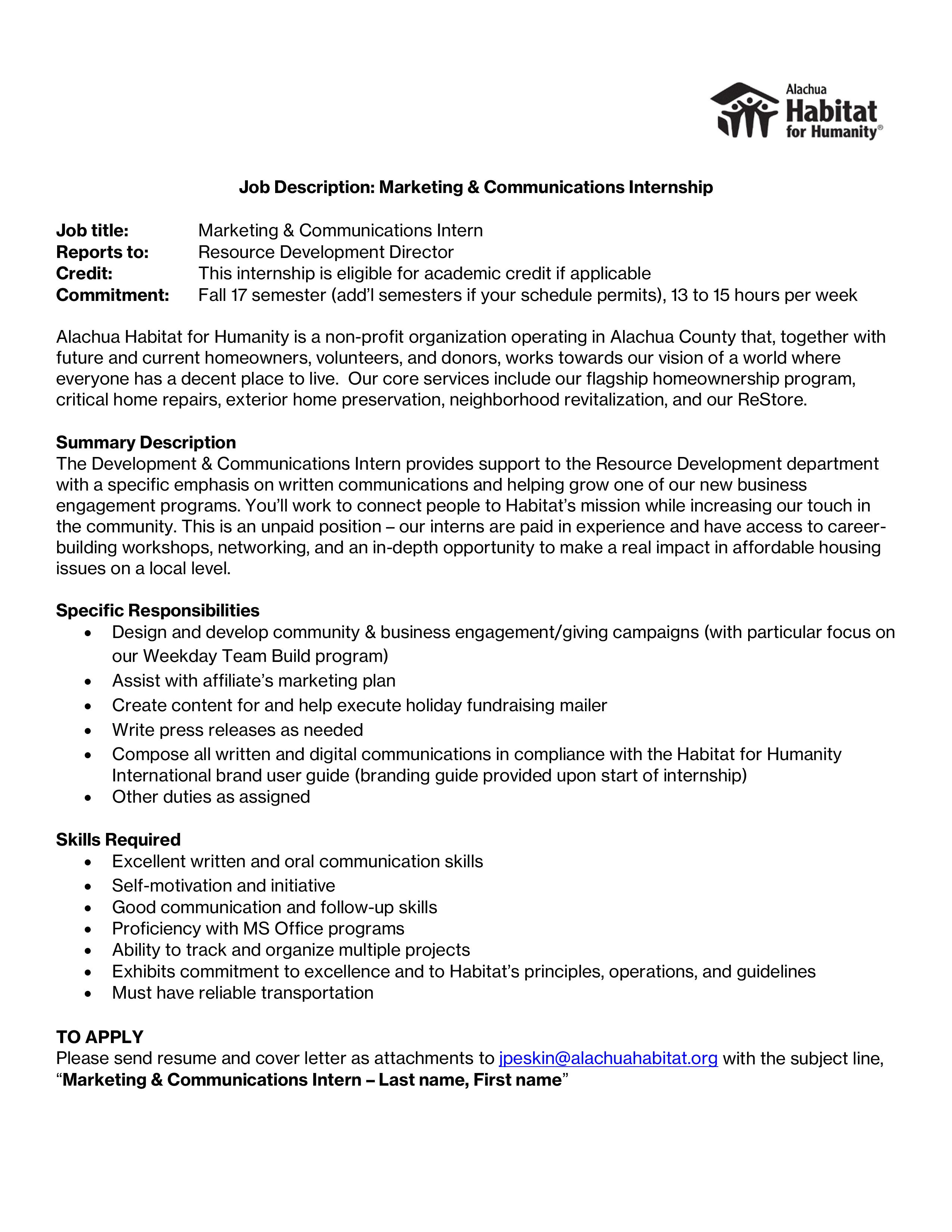 cover letter for internship communications