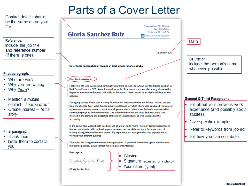 components of a cover letter