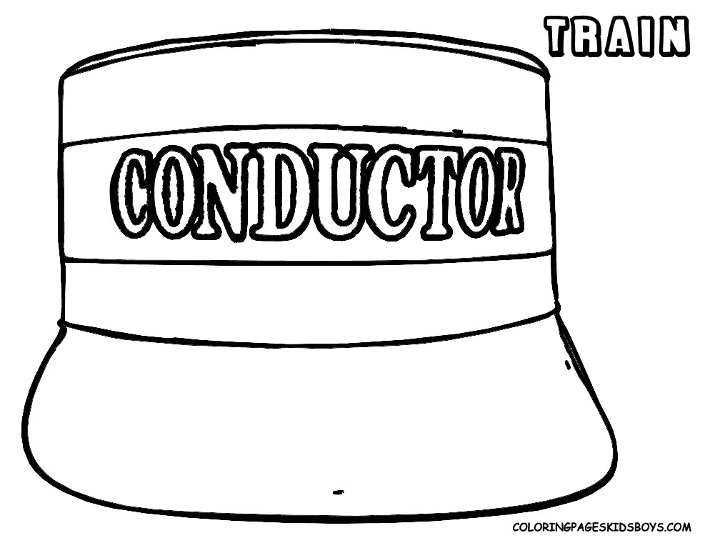 Conductor Hat Template Steel Wheels Train Coloring Sheet Yescoloring Free