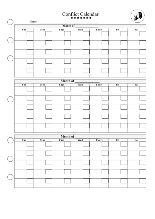 Conflict Calendar Template Life Templates forms and Charts Download
