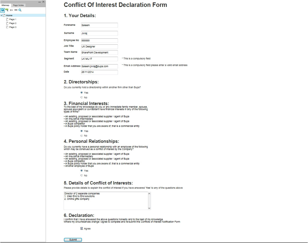 free declaration of interest form