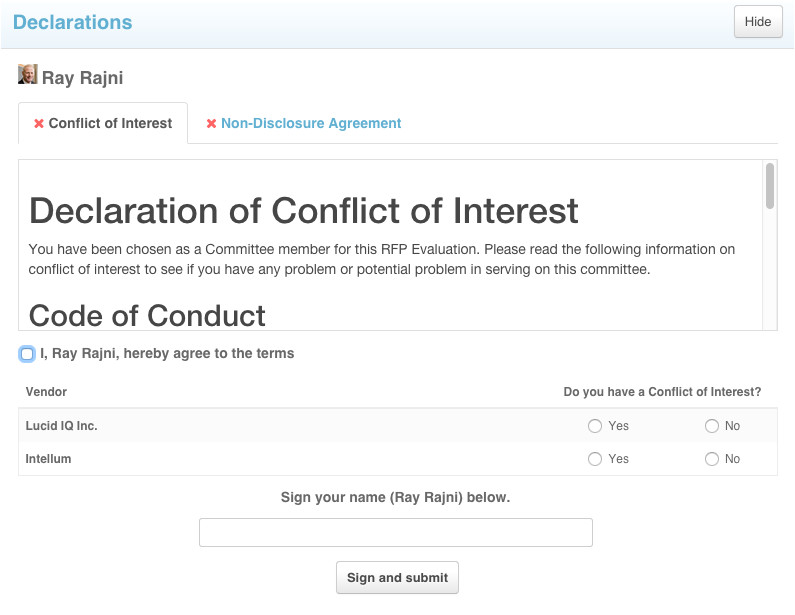 206811827 declaration module conflict of interest coi and non disclosure agreement nda