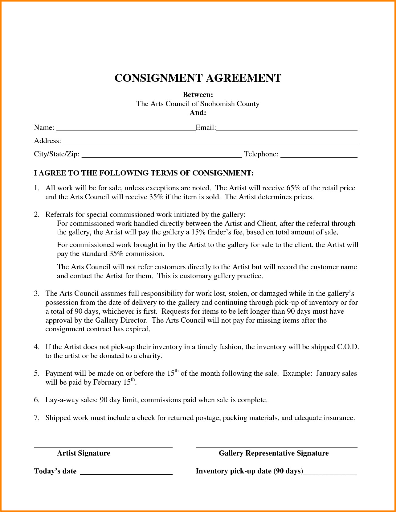consignment inventory agreement template