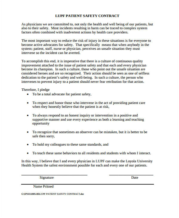 safety contract template