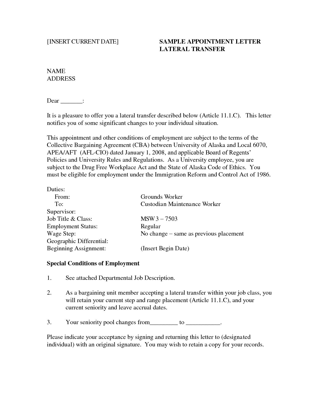 cover letter sample for job application template