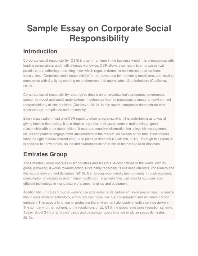 sample essay on corporate social responsibility