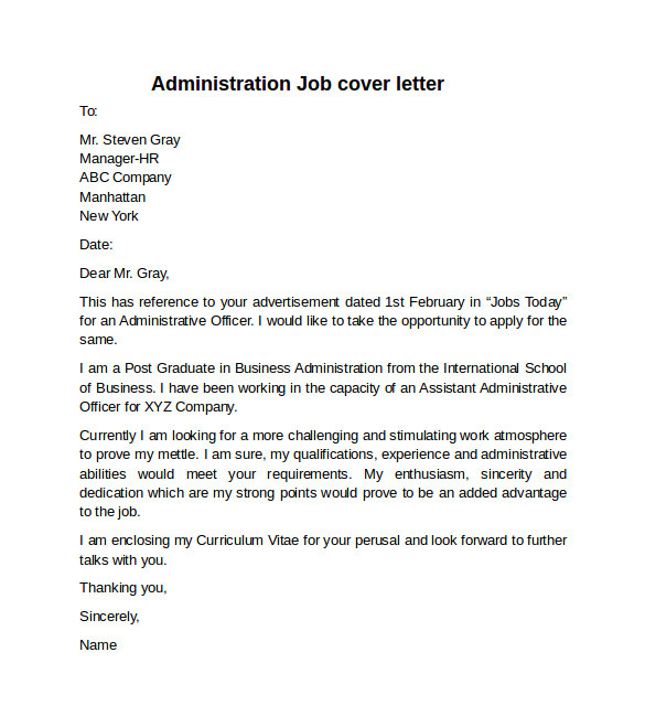 cover letter example for job
