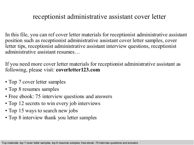 receptionist administrative assistant cover letter