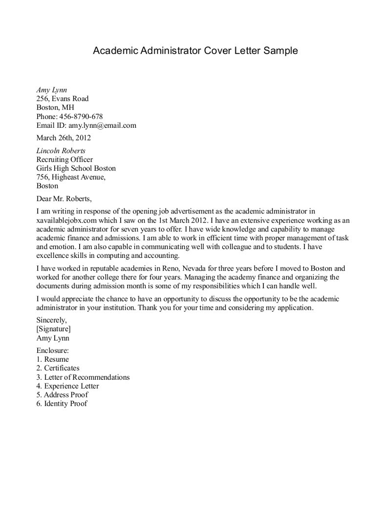 Cover Letter Examples for University Jobs Academic Cover Letter Sample Template Resume Builder