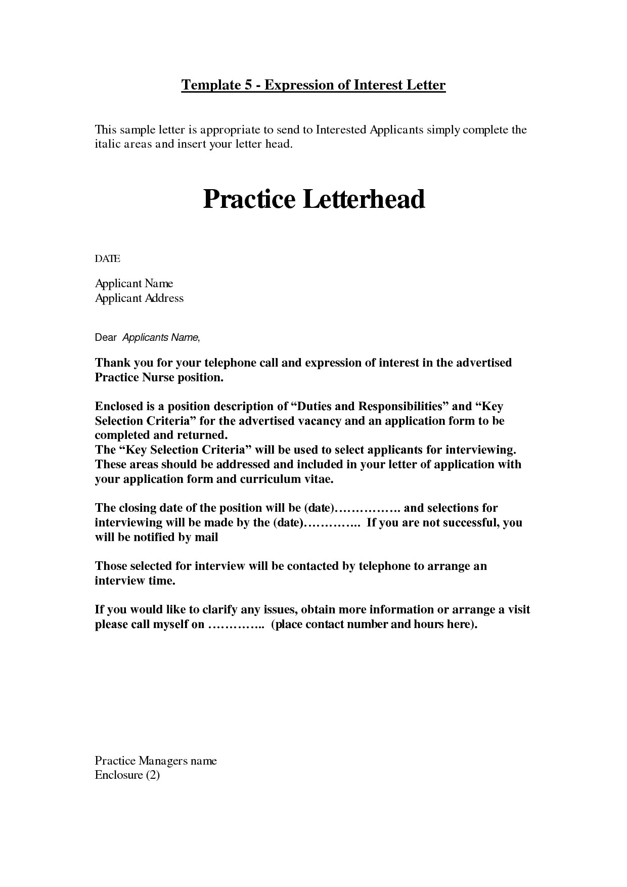 how to write a expression of interest letter cover letter of interest template