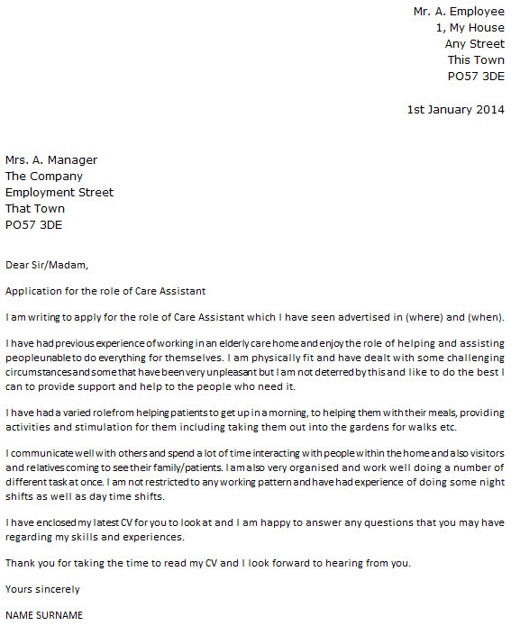 Cover Letter for A Care assistant 1 Cover Letter for A Care assistant Care assistant Cover Letter Example Icover org Uk