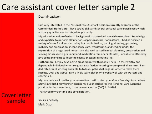 care assistant cover letter