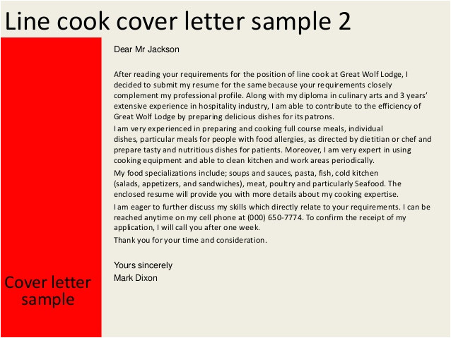 line cook cover letter