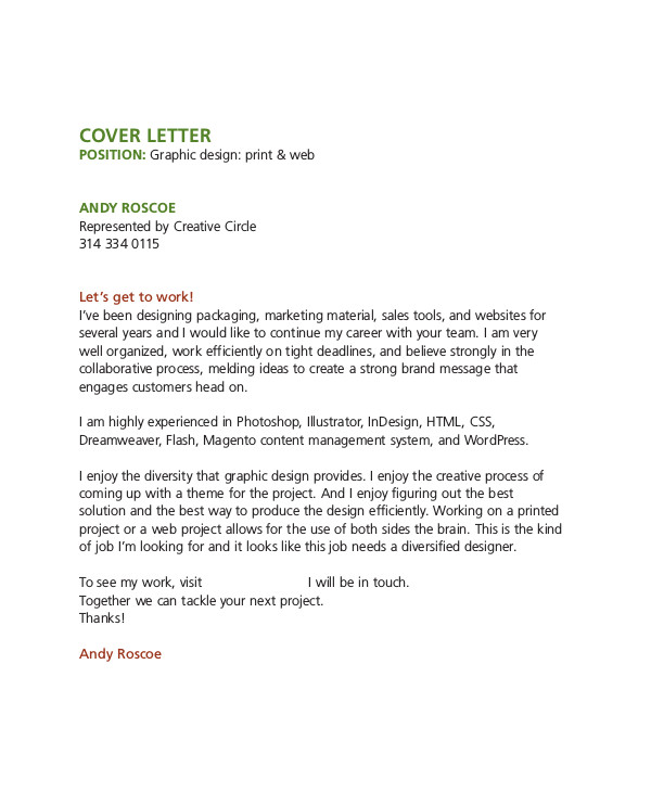 graphic design cover letter