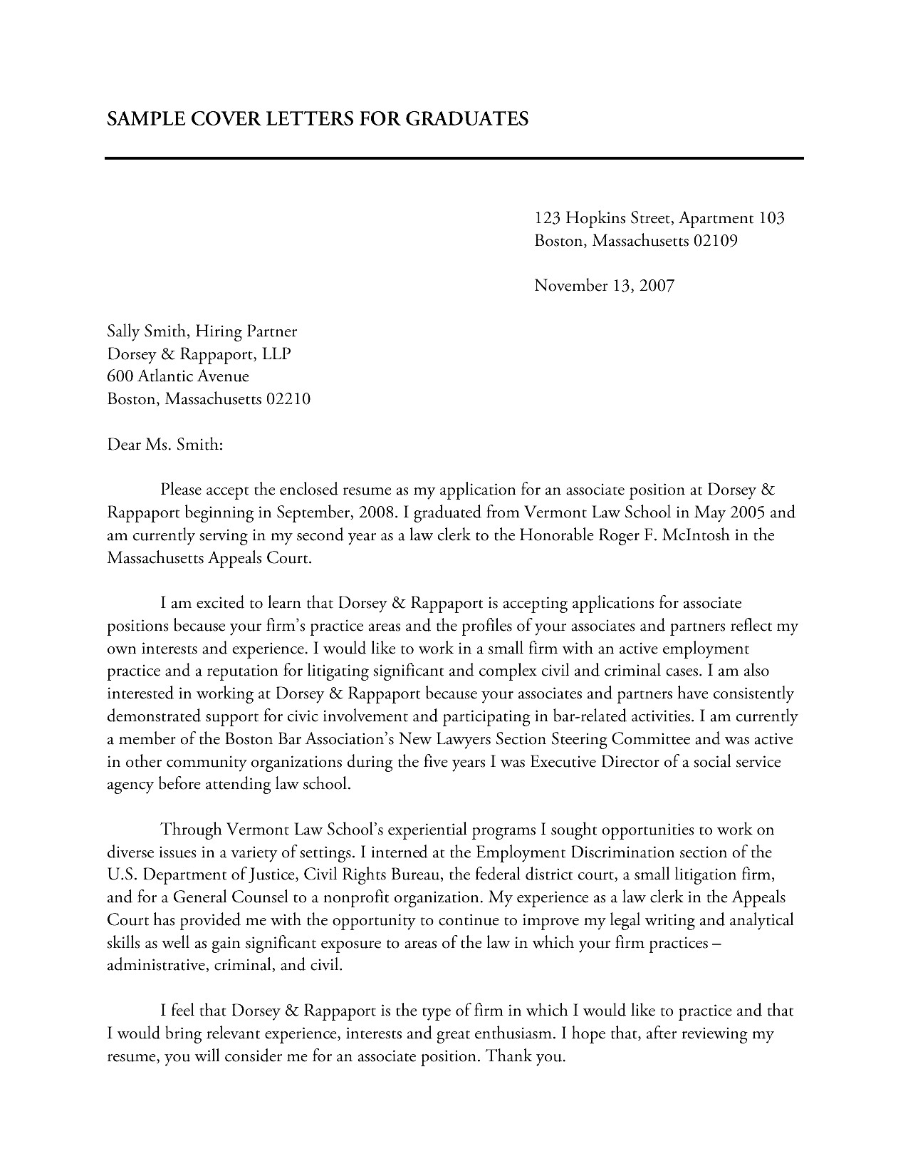 Cover Letter for A Law Firm Law Firm Cover Letter Sample the Letter Sample
